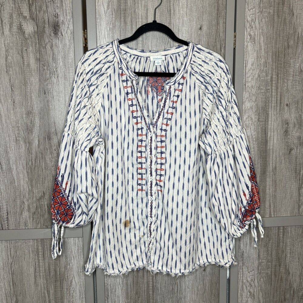 Sundance Top Boho Embroidered Cotton Festival Peasant